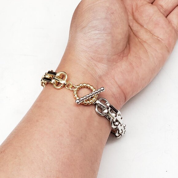 2 Tone Silver and Gold Plated Necklace and Bracelet - Picture 13 of 16